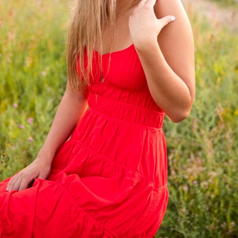 Orangish-red maxi sundress